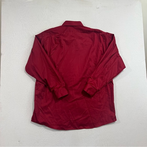 Van Heusen Men Red Button Down Shirt Lux Sateen Size 18 34/35 - Picture 2 of 7